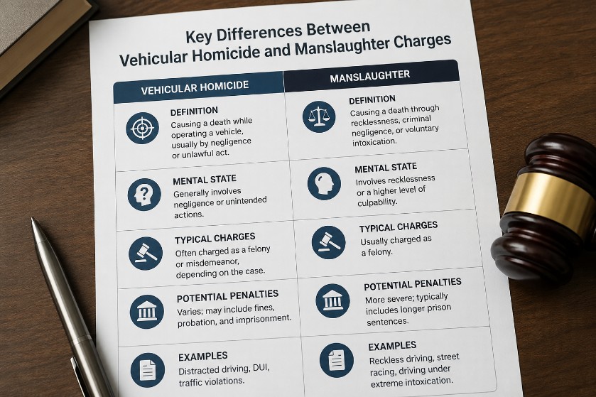 Key Differences Between Vehicular Homicide and Manslaughter Charges